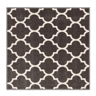 Skid-Resistant Carpet Indoor Area Rug Floor Mat â Moroccan Trellis Lattice â Misty Gray & Linen White â 3 Ft. X 5 Ft -  Red Barrel StudioÂ®, 37721E29BBBE48888ADE7A452D4A2C47