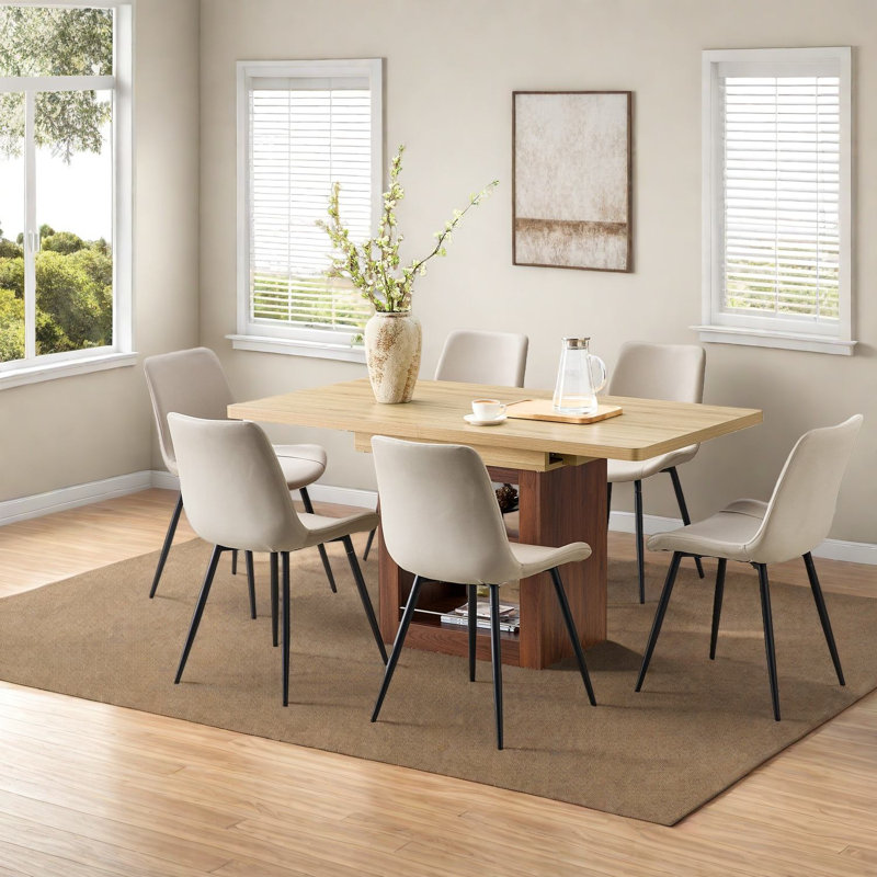 Extendable Dining Table Set With Modern Design And Storage For Home