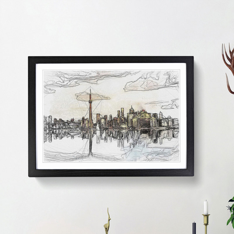Reflection of the Toronto Skyline in Abstract - Picture Frame Graphic Art Print, 62cm H x 87cm W x 2cm D, Black Framed