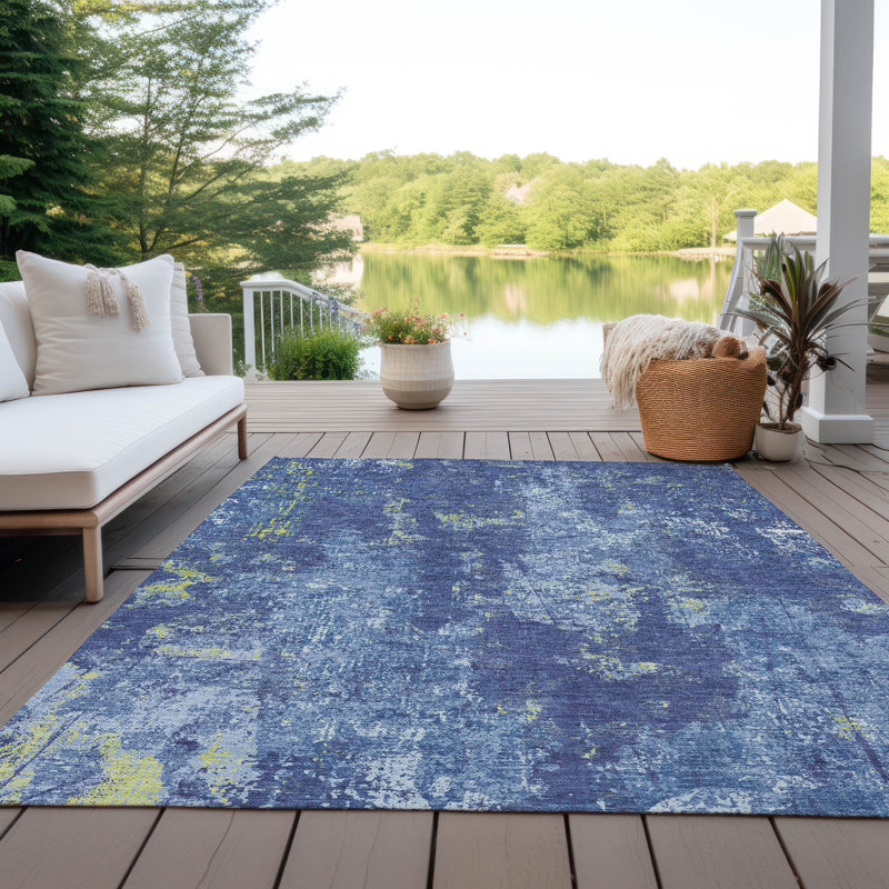Tapis intérieur / extérieur bleu Veldan, 9 pi x 12 pi