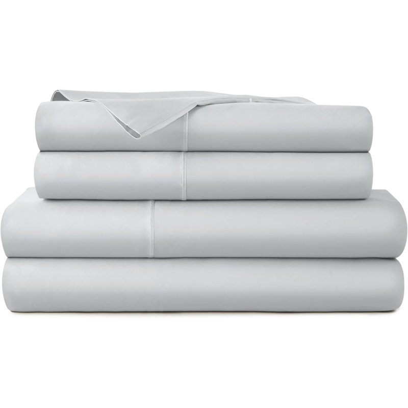 Whisper Organics, 100% Organic Cotton Sheets - 300 Thread Count Bed Sheets Set - Premium Quality Sheets - Deep Pocket Sheet Set - GOTS Certified, Ivory Stripe (Full Size)