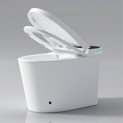 Toilette moderne avec bidet - ouverture / fermeture automatique, capteur de pied, fonction de nuit incluse, chasse d'eau siphonique à siège blanc,