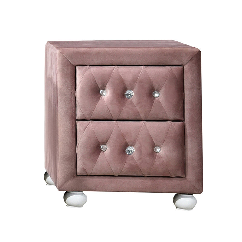 Table de chevet rose avec mécanisme coulissant en métal - lisse et fonctionnelle 2 pour un rangement spacieux de style moderne