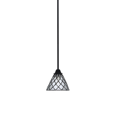 Paramount Stem Hung Pendant Shown In Matte Black Finish With 7" Diamond Ice Art Glass