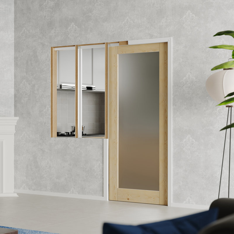 Porte escamotable - Panneau de fibres à densité moyenne en bois givré avec structure en bois givré pleine grandeur