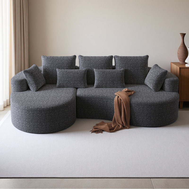 Canapé modulaire surdimensionné rembourré Modern, Orienté à gauche (vu de face), Gris chenille