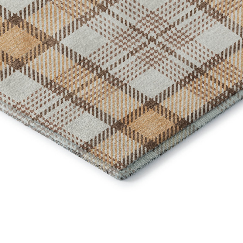 Premium Machine Washable Corum AMF1052 Plaid Rug, Rectangle 2 pi 6 po x 3 pi 10 po