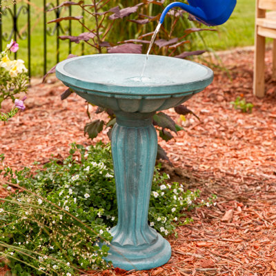  Espino Grecian Freestanding Fiberglass Reinforced Concrete Outdoor Birdbath
