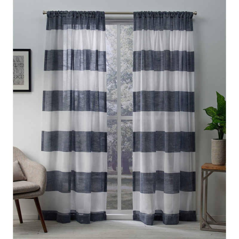 Paire de rideaux transparents avec passe-tringle Ghevont, l 50 po x L 84 po, Indigo