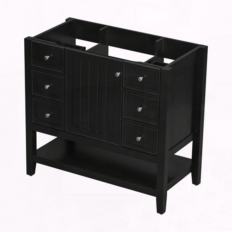 Base de meuble-lavabo sur pied 36 po avec armoire, tiroirs et tablette ouverte 36 po