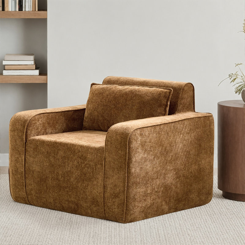 Canapé Boneless, ensemble de 2 chaises d'appoint surdimensionnées de 37 po de largeur, fauteuil en chenille de style Mid-Century moderne pour le salon, canapé d'appoint simple et confortable