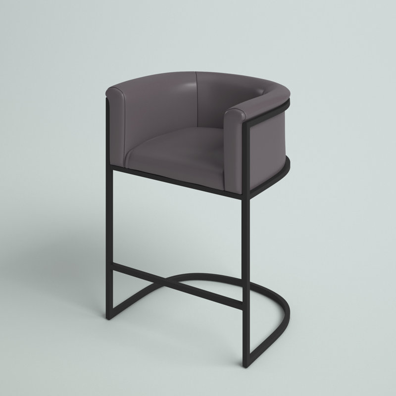 Svala Upholstered Counter Stool with Metal Frame, Pebble, Counter Stool (25.5" Seat Height), 2