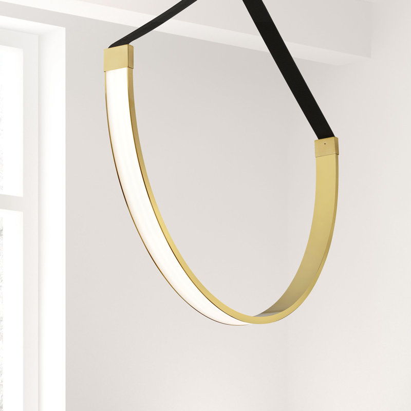 Carlheinz 1 - Light LED Single Pendant, Aged Brass, 21.75" H x 40" W x 2.5" D