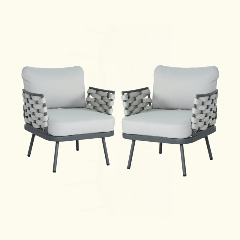 Ensemble de 2 fauteuils club Mariano, Gris, Gris