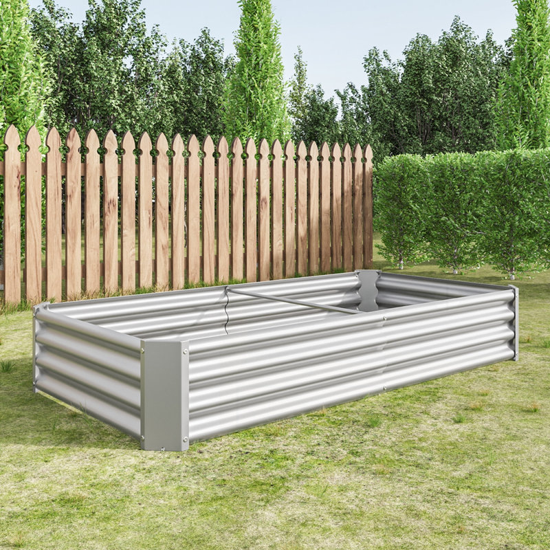 Jardinières rectangulaires surélevées en métal, Argent