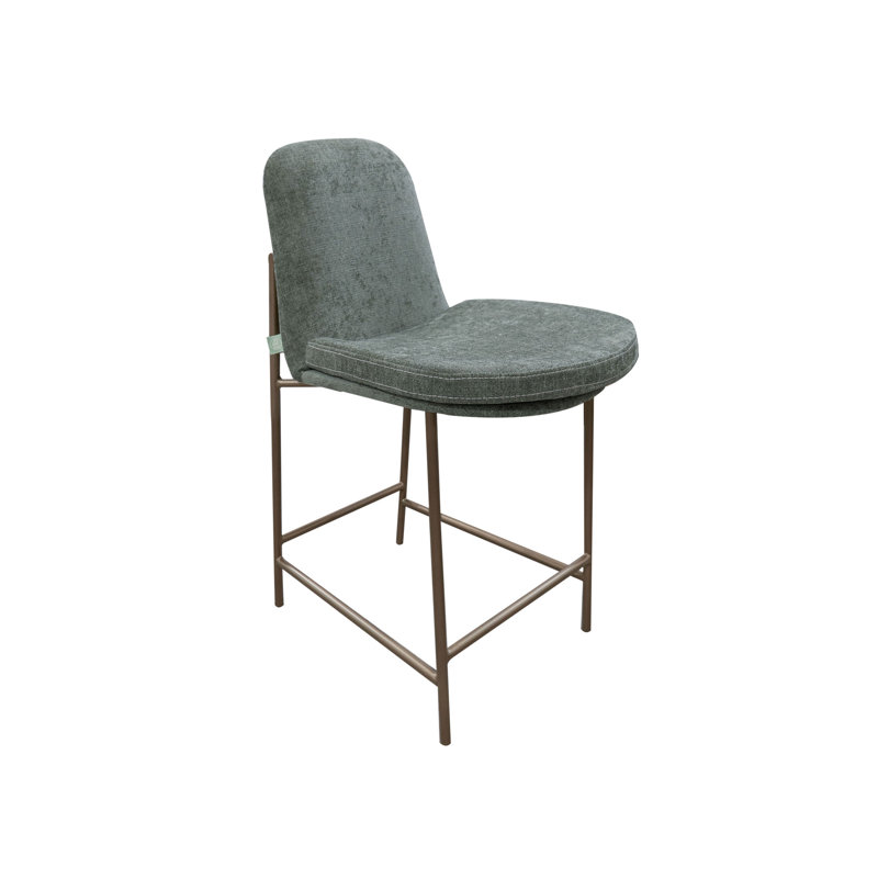 Chaise de bar Revee, fer noir, résistante à l'eau, Polyester vert olive, Tabouret de comptoir (siège d'une hauteur de 24 p