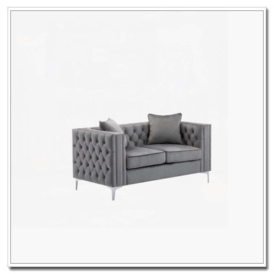 Causeuse en velours gris Lorreto