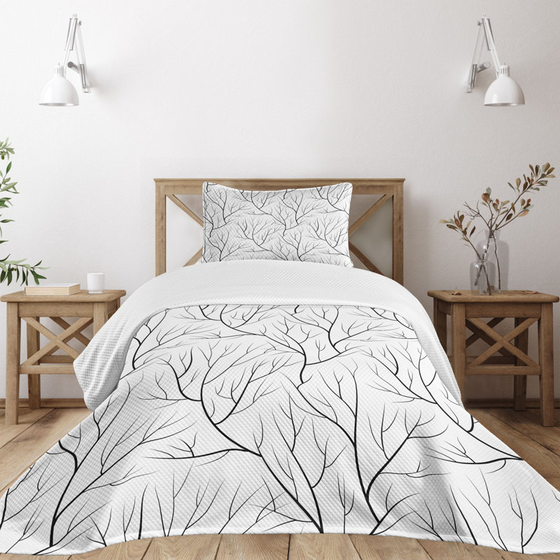 Twin White Quilted Bedspread Set with Pillow Sham