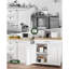 Chariot pour îlot de cuisine avec armoire double et tiroir, chariot de rangement roulant avec barre d'alimentation et abattant, pour la cuisine ou le salon, blanc et naturel