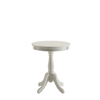 Alger White Round Pedestal Accent Table - Cottage Transitional Style Synthetic Wood Side Table
