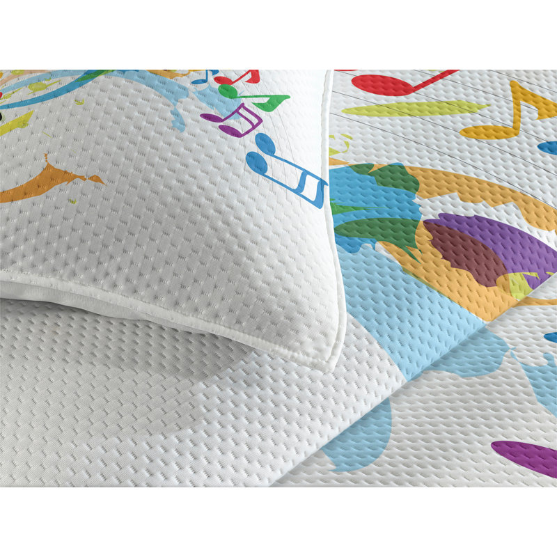 Music Polyester Coverlet, King Bedspread + 2 Shams