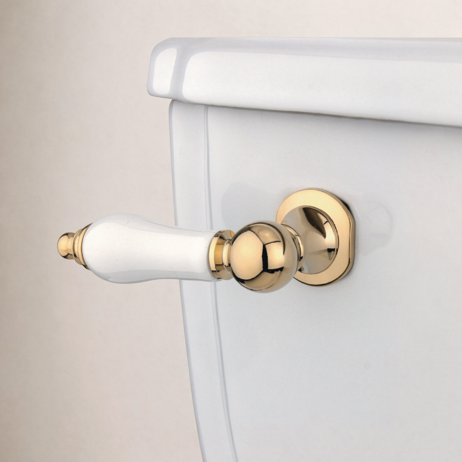 Victorian Front Mount Toilet Tank Lever, Polished Brass