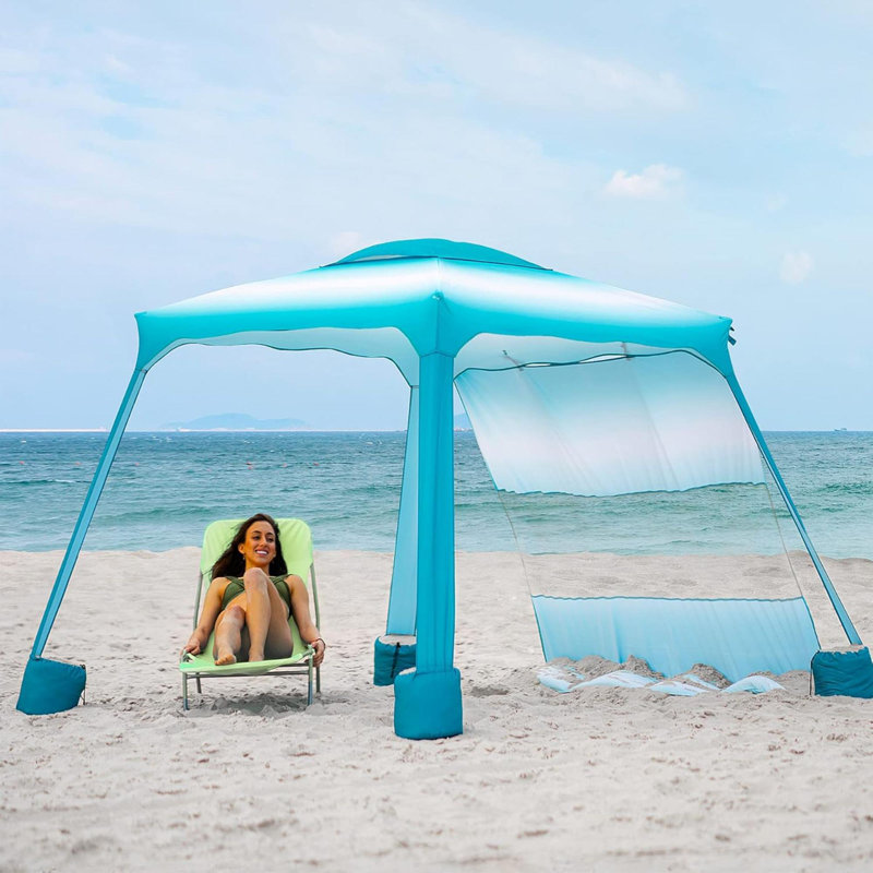Beach Cabana  Beach Canopy Easy Set Up And Take Down  Cabana Tent With Sand Pockets  Instant Sun Shade With Side Wall