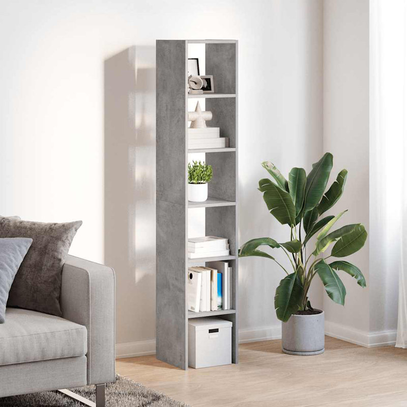 Aimi 80cm H x 30cm W Bookcase, Concrete grey