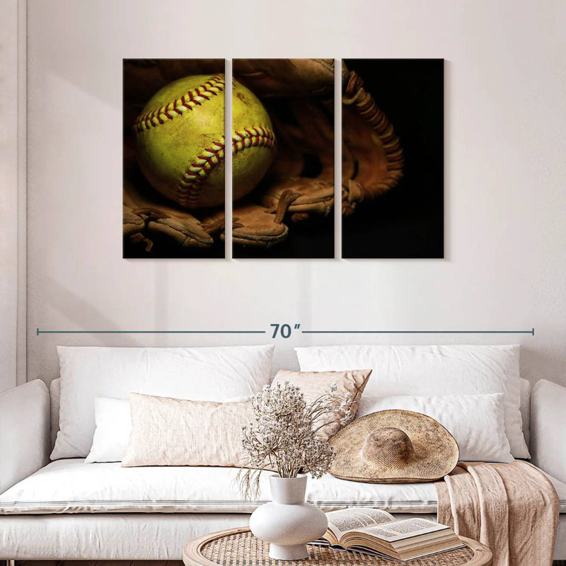 Softball And Glove, 32" H x 50" W