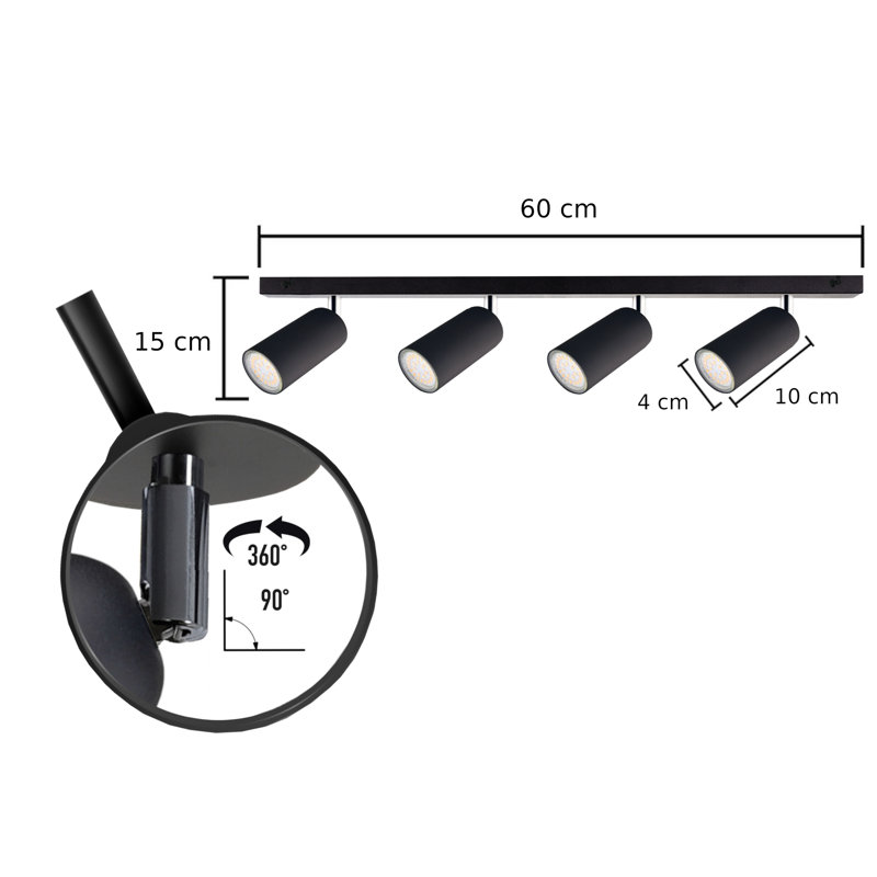Gatliff 60cm 4 -Light Track Kit, Black