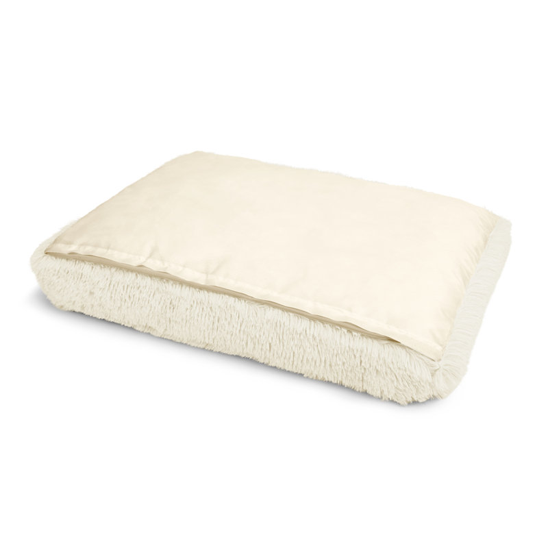 Fourrure à poils longs sur le dessus et bande avec envers antidérapant Oxford., H 4 po x l 30 po x P 42 po, Crème, crème