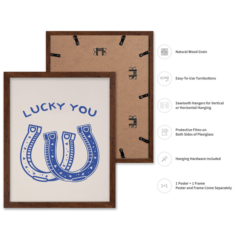 Bleu Lucky You, Affiche, H 11 po x l 14 po, Encadrement brun