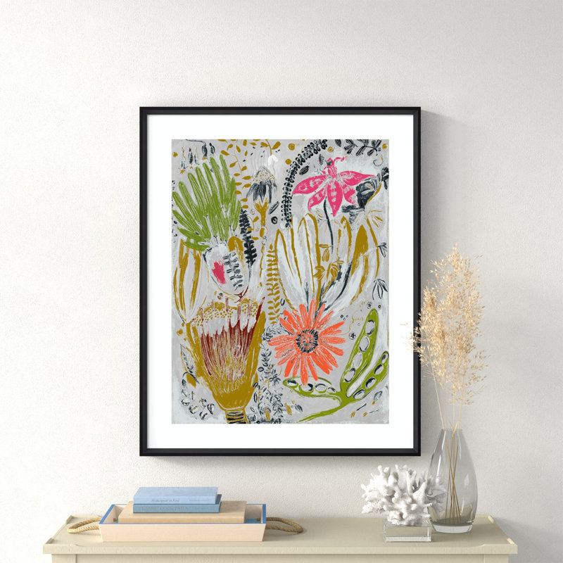 «Tropical Blooms» par Maya Woods - impression encadrée, Noir, L 33 po x H 41 po