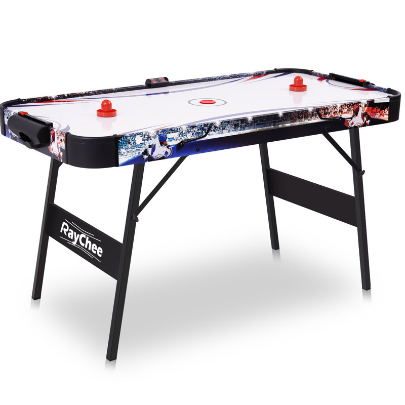 Ensemble de table de hockey sur coussin d'air 56 "avec moteur plus robuste, pieds en métal durables, surface en bois robuste - jeu d'arcade parfait pour tous les âges