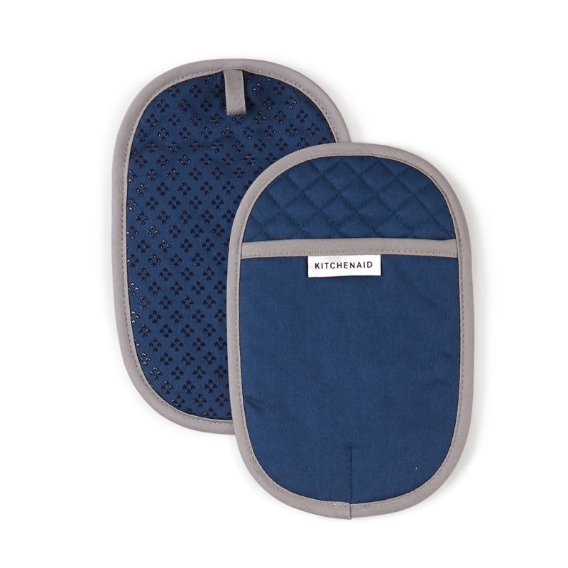 KitchenAid Asteroid Solid Diamond Potholder, 6.5" W x 10" L, Blue Willow