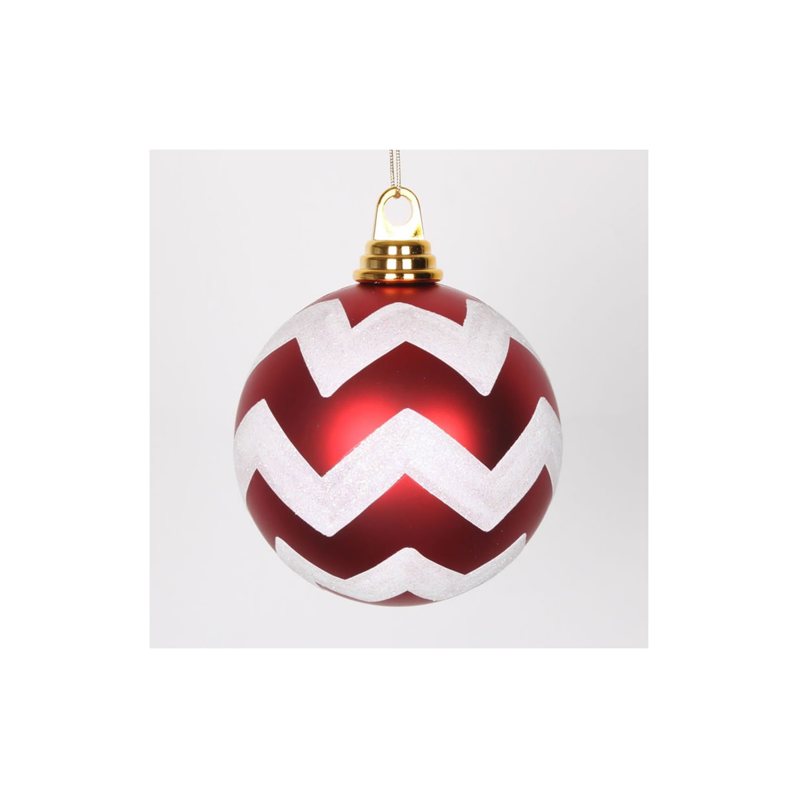 Chevron Shatterproof Christmas Ball Ornament, 4.75"H x 4.75" W x 4.75" D, Cerise Pink Matte/Turquoise Blue