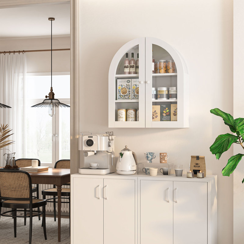 Armoire murale arquée avec tablettes réglables, organisateur de rangement mural pour cuisines, salon, salle de bain