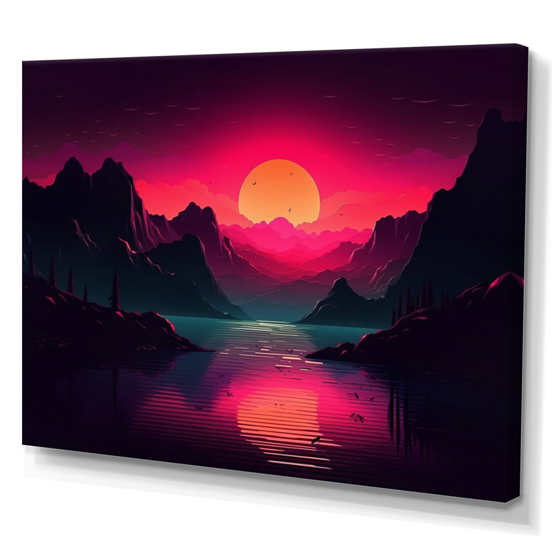 «Pink Dark Sea» sur toile, H 16 po x l 32 po x P 1 po, Toile tendue