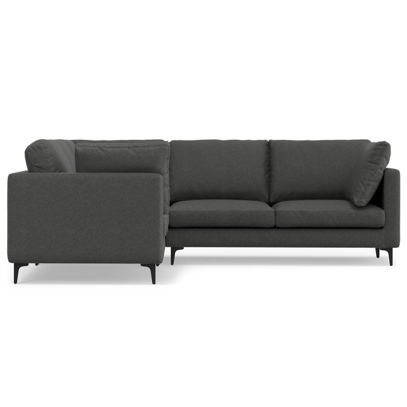 Ava Large Mid Century Corner Sectional, L-Shaped Sofa with Performance Fabric and Reversible Cushions, Pebble Gray