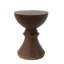 Table d'appoint d'extérieur en béton brun côtelé 16 pouces avec motif de sablier résistant aux intempéries