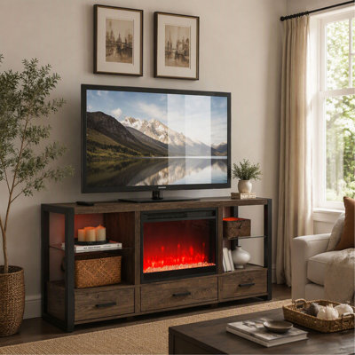23 Inch Electric Fireplace Insert, Ultra Thin Heater with Crystal and Realistic Flame, Remote Control with Timer, Overheating Protection and Sidelight