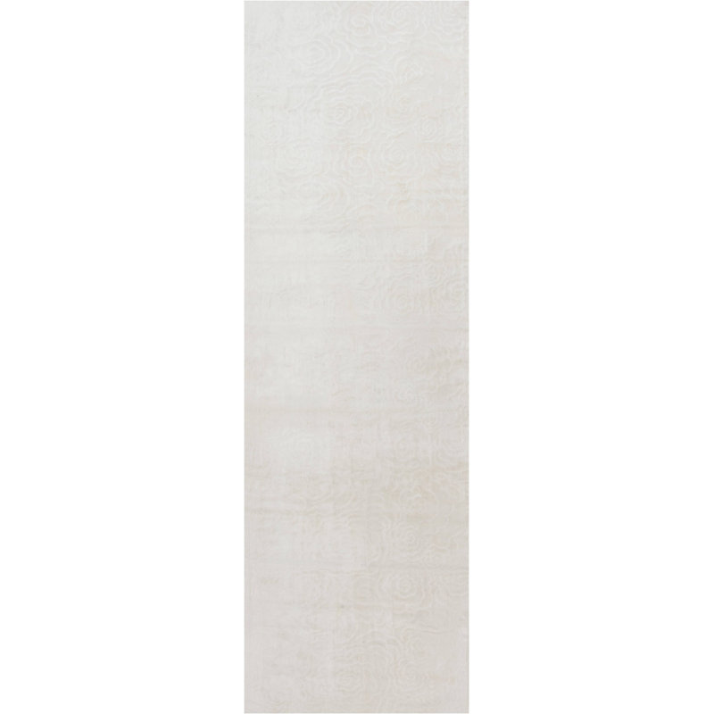 Modern One-of-a-Kind Runner 4'7" X 14'1" New Age Runner Wool Area Rug in White