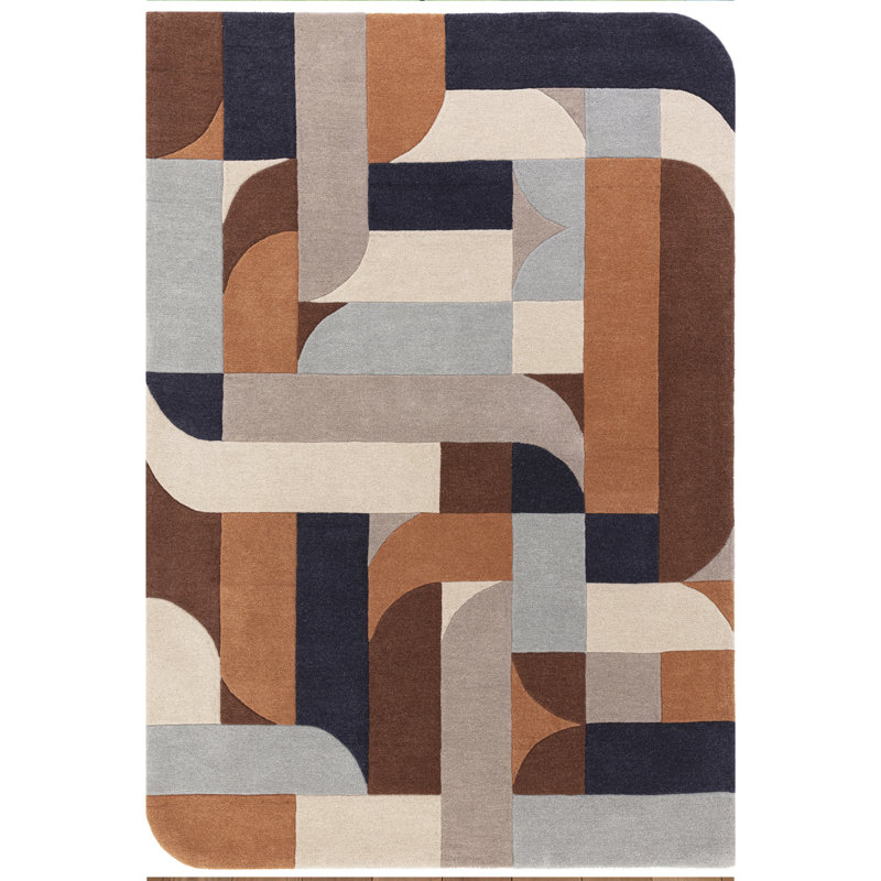 Burnest Geometric Wool Hand Tufted Area Rug, Rectangle 200 x 300cm