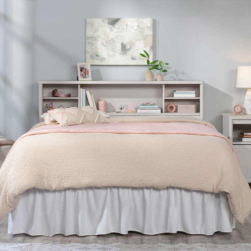 Dover Edge Full/Queen Bookcase Headboard In Glacier Oak, White