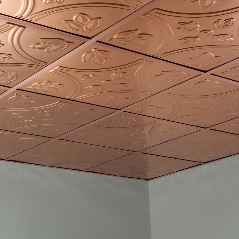 Panneau de plafond décoratif décoratif en vinyle style traditionnel 5 pi x 2 pi FASÄDE, Cuivre poli