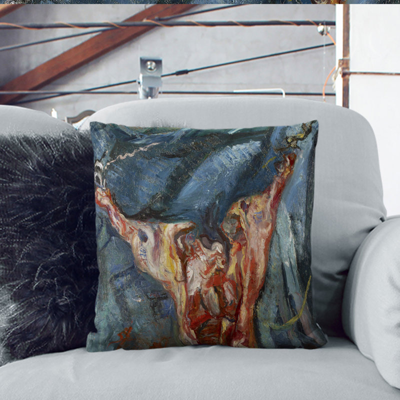 Beef Carcass Square Throw Cushion, 55cm H x 55cm W x 20cm D, Black