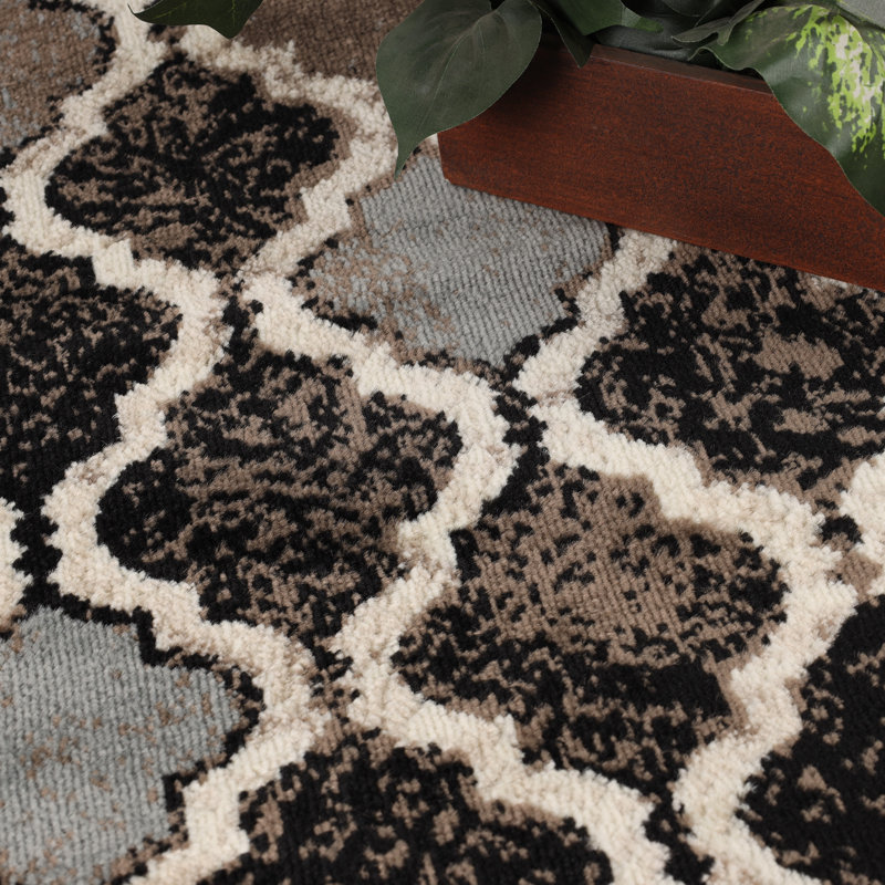 Tapis d'intérieur à motif géométrique en treillis Ahtzired, Rectangle 3 pi x 5 pi
