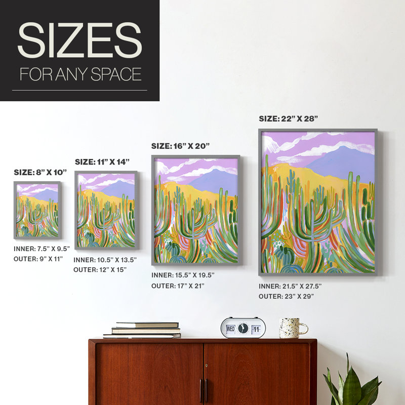 Lavender Desert I Framed Print - Solid Wood, Grey, 10" H x 8" W