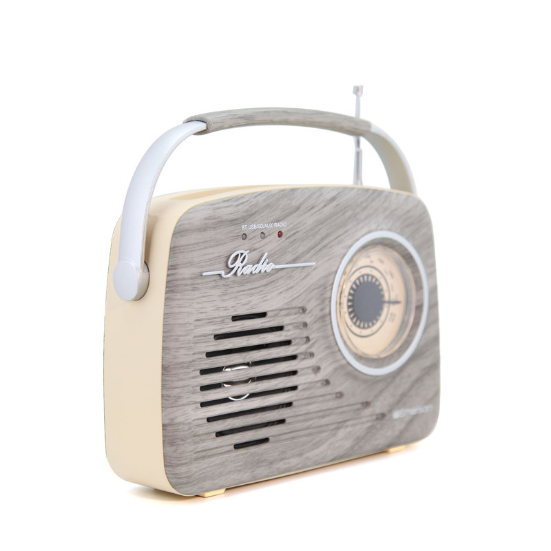 Radio portative rétro avec pile rechargeable intégrée, Gris