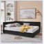 Structure de lit tapissier capitonné, structure de canapé-lit avec dossier et accoudoirs confortables, lit pour chambre à coucher, salon, velours-117804176